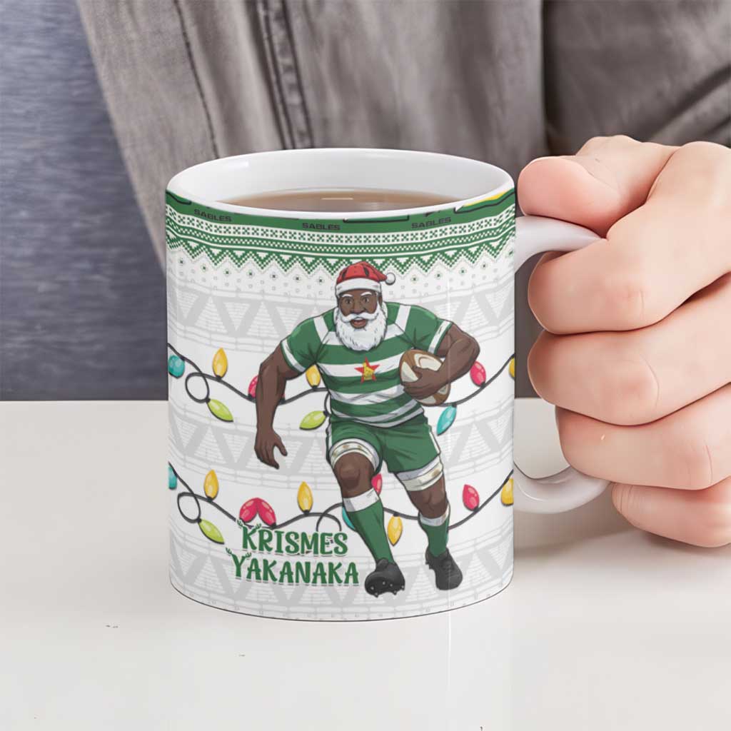 Zimbabwe Rugby Christmas Ceramic Mug The Sables Krismes Yakanaka - Wonder Print Shop