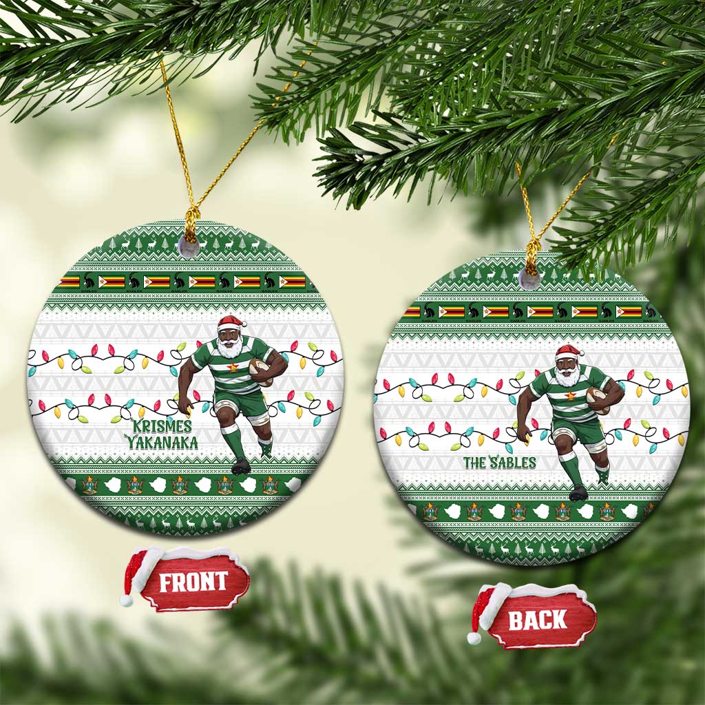 Zimbabwe Rugby Christmas Ceramic Ornament The Sables Krismes Yakanaka - Wonder Print Shop