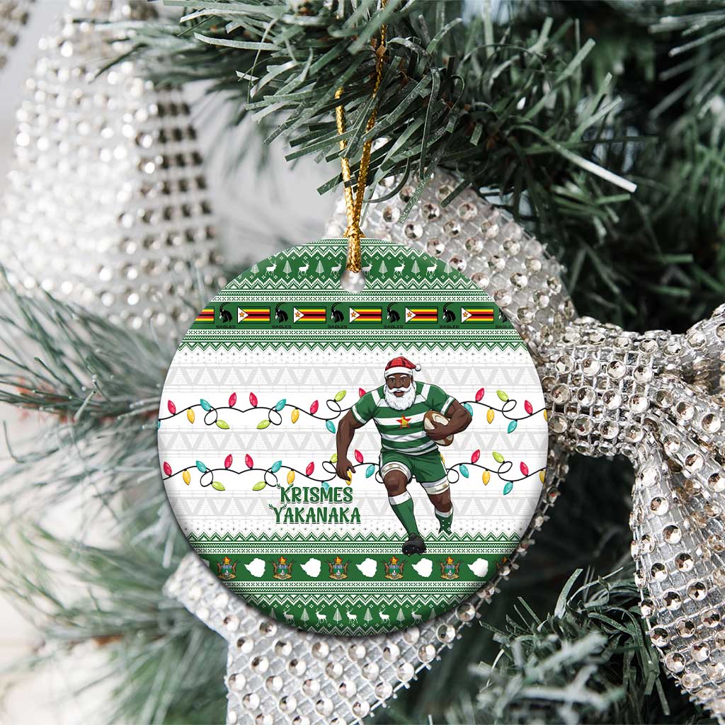 Zimbabwe Rugby Christmas Ceramic Ornament The Sables Krismes Yakanaka - Wonder Print Shop