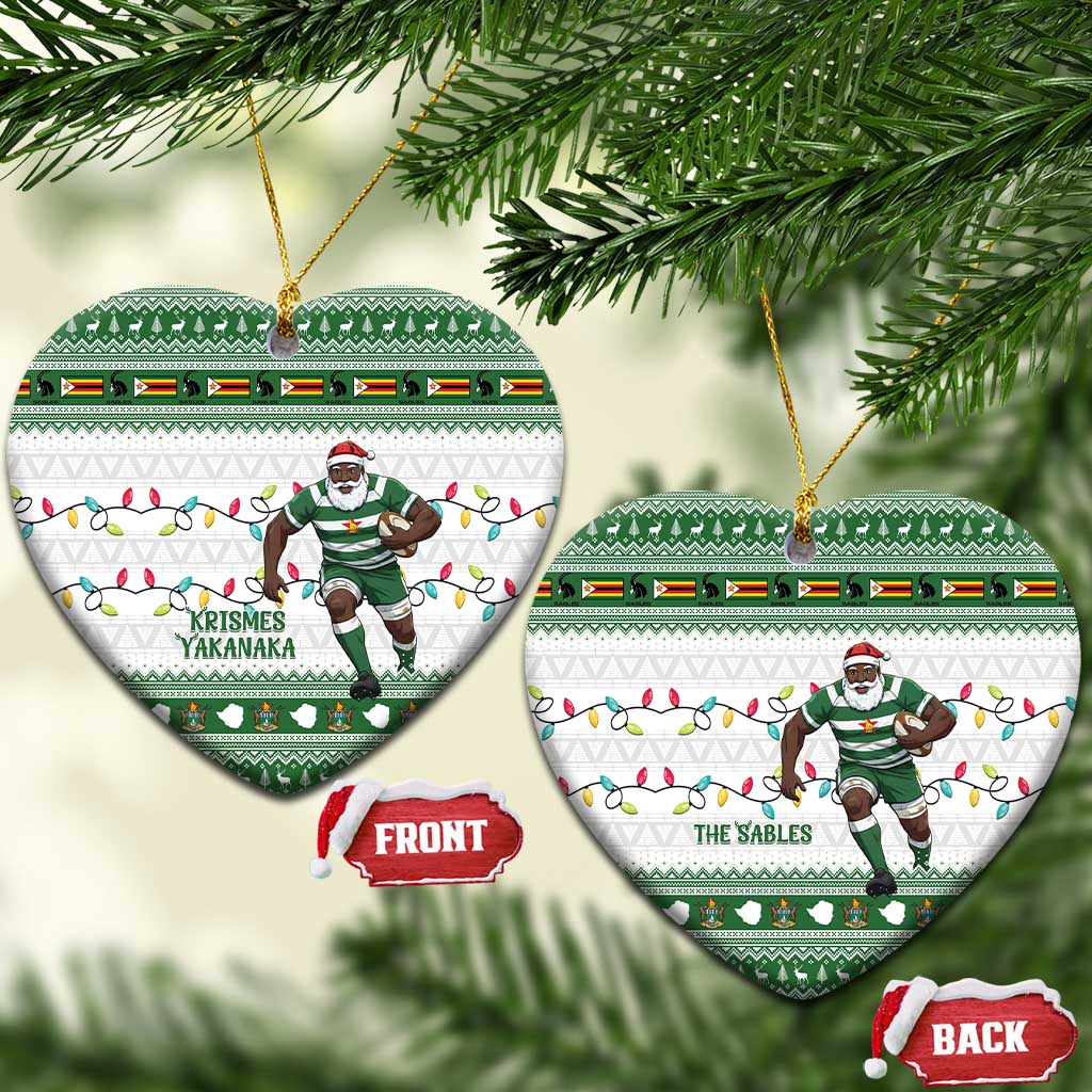 Zimbabwe Rugby Christmas Ceramic Ornament The Sables Krismes Yakanaka - Wonder Print Shop