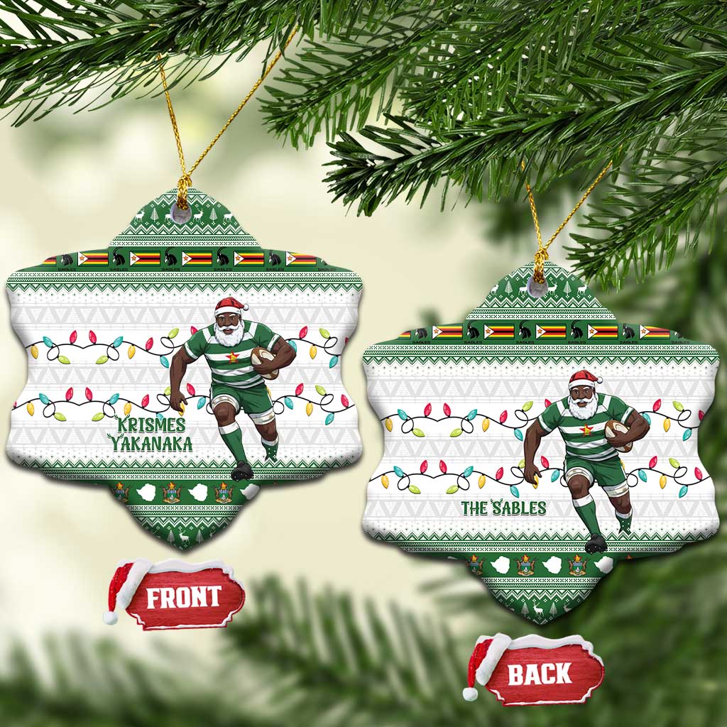 Zimbabwe Rugby Christmas Ceramic Ornament The Sables Krismes Yakanaka - Wonder Print Shop