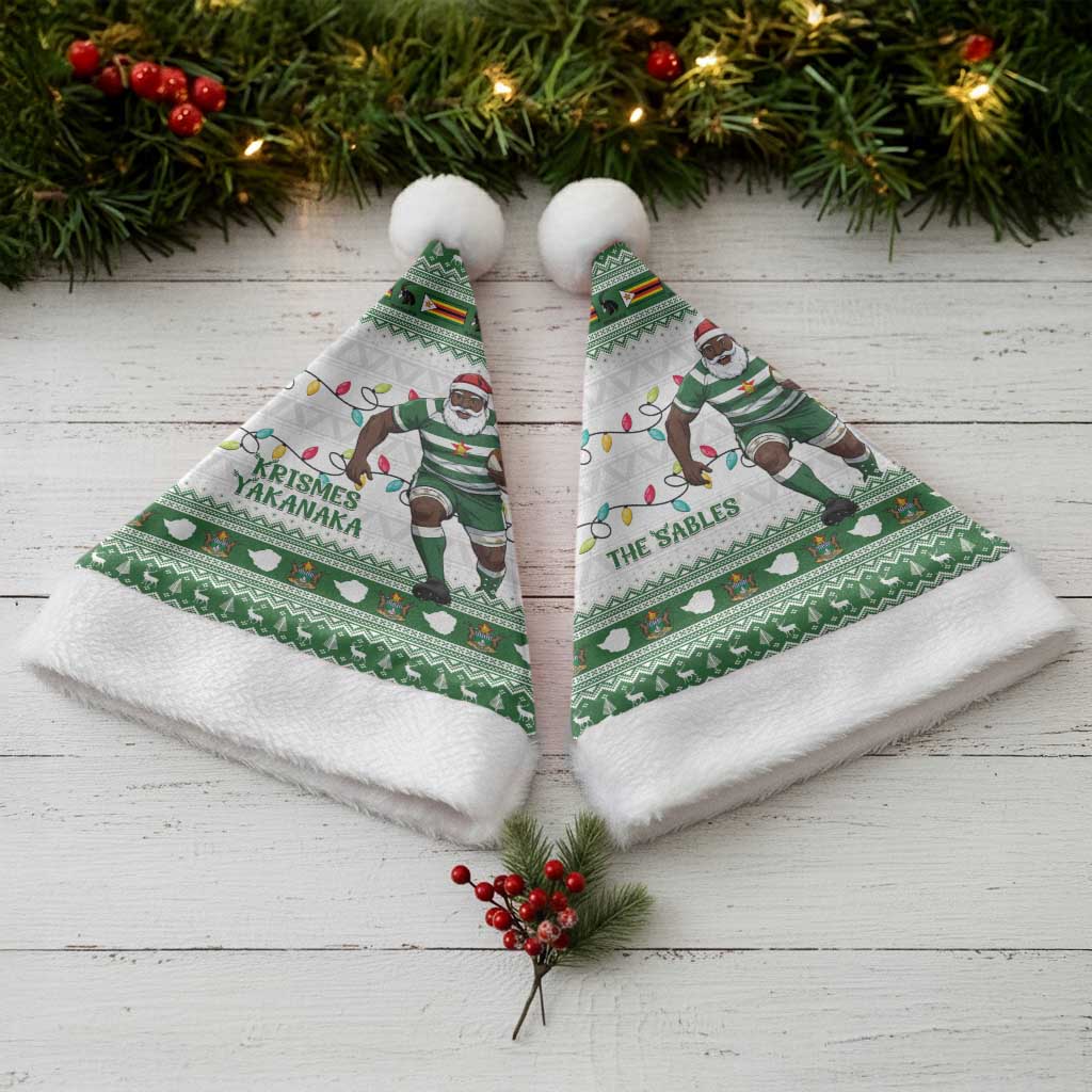 Zimbabwe Rugby Christmas Santa Hat The Sables Krismes Yakanaka - Wonder Print Shop