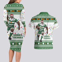 Zimbabwe Rugby Christmas Couples Matching Long Sleeve Bodycon Dress and Hawaiian Shirt The Sables Krismes Yakanaka - Wonder Print Shop