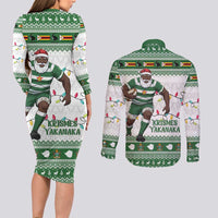 Zimbabwe Rugby Christmas Couples Matching Long Sleeve Bodycon Dress and Long Sleeve Button Shirt The Sables Krismes Yakanaka - Wonder Print Shop