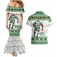 Zimbabwe Rugby Christmas Couples Matching Mermaid Dress and Hawaiian Shirt The Sables Krismes Yakanaka - Wonder Print Shop