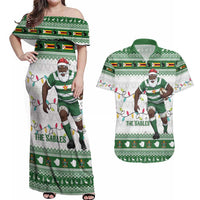 Zimbabwe Rugby Christmas Couples Matching Off Shoulder Maxi Dress and Hawaiian Shirt The Sables Krismes Yakanaka - Wonder Print Shop