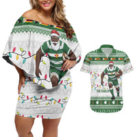 Zimbabwe Rugby Christmas Couples Matching Off Shoulder Short Dress and Hawaiian Shirt The Sables Krismes Yakanaka - Wonder Print Shop