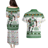 Zimbabwe Rugby Christmas Couples Matching Puletasi and Hawaiian Shirt The Sables Krismes Yakanaka - Wonder Print Shop