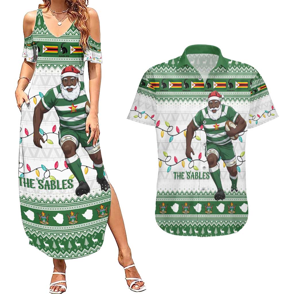 Zimbabwe Rugby Christmas Couples Matching Summer Maxi Dress and Hawaiian Shirt The Sables Krismes Yakanaka - Wonder Print Shop
