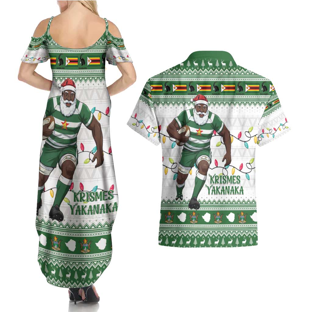 Zimbabwe Rugby Christmas Couples Matching Summer Maxi Dress and Hawaiian Shirt The Sables Krismes Yakanaka - Wonder Print Shop