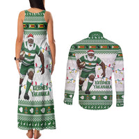Zimbabwe Rugby Christmas Couples Matching Tank Maxi Dress and Long Sleeve Button Shirt The Sables Krismes Yakanaka - Wonder Print Shop