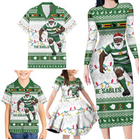 Zimbabwe Rugby Christmas Family Matching Long Sleeve Bodycon Dress and Hawaiian Shirt The Sables Krismes Yakanaka - Wonder Print Shop