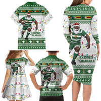 Zimbabwe Rugby Christmas Family Matching Long Sleeve Bodycon Dress and Hawaiian Shirt The Sables Krismes Yakanaka - Wonder Print Shop