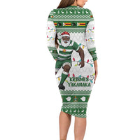 Zimbabwe Rugby Christmas Family Matching Long Sleeve Bodycon Dress and Hawaiian Shirt The Sables Krismes Yakanaka - Wonder Print Shop