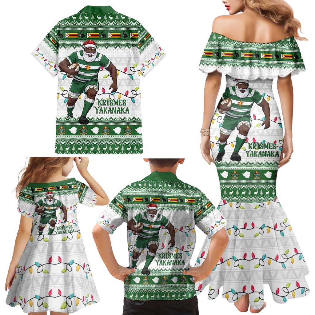 Zimbabwe Rugby Christmas Family Matching Mermaid Dress and Hawaiian Shirt The Sables Krismes Yakanaka - Wonder Print Shop