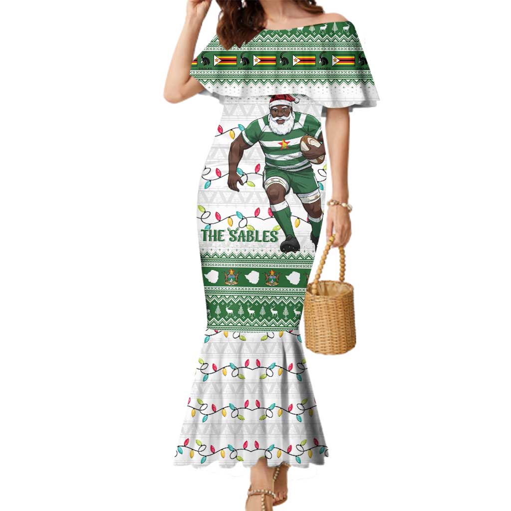 Zimbabwe Rugby Christmas Family Matching Mermaid Dress and Hawaiian Shirt The Sables Krismes Yakanaka - Wonder Print Shop