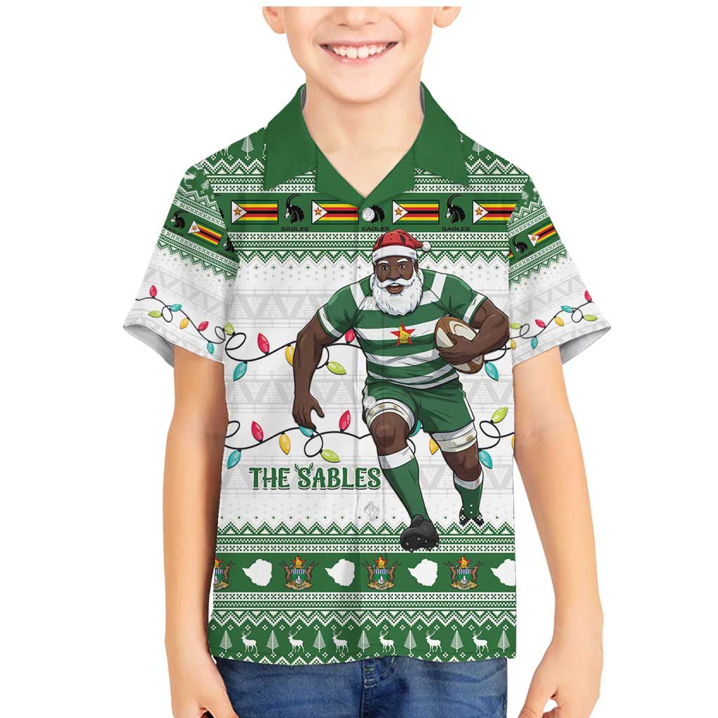 Zimbabwe Rugby Christmas Family Matching Mermaid Dress and Hawaiian Shirt The Sables Krismes Yakanaka - Wonder Print Shop