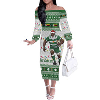 Zimbabwe Rugby Christmas Family Matching Off The Shoulder Long Sleeve Dress and Hawaiian Shirt The Sables Krismes Yakanaka - Wonder Print Shop