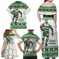 Zimbabwe Rugby Christmas Family Matching Off Shoulder Maxi Dress and Hawaiian Shirt The Sables Krismes Yakanaka - Wonder Print Shop