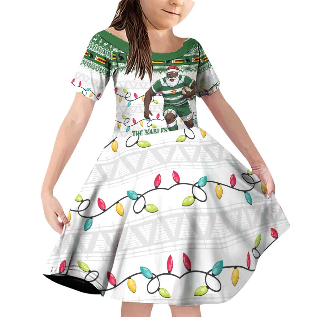 Zimbabwe Rugby Christmas Family Matching Off Shoulder Short Dress and Hawaiian Shirt The Sables Krismes Yakanaka - Wonder Print Shop