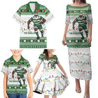 Zimbabwe Rugby Christmas Family Matching Puletasi and Hawaiian Shirt The Sables Krismes Yakanaka - Wonder Print Shop