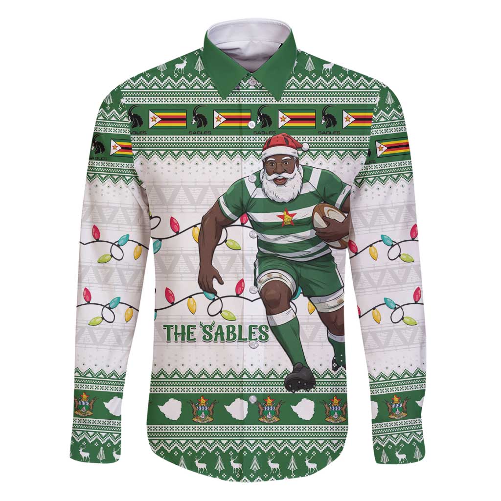 Zimbabwe Rugby Christmas Family Matching Puletasi and Hawaiian Shirt The Sables Krismes Yakanaka - Wonder Print Shop