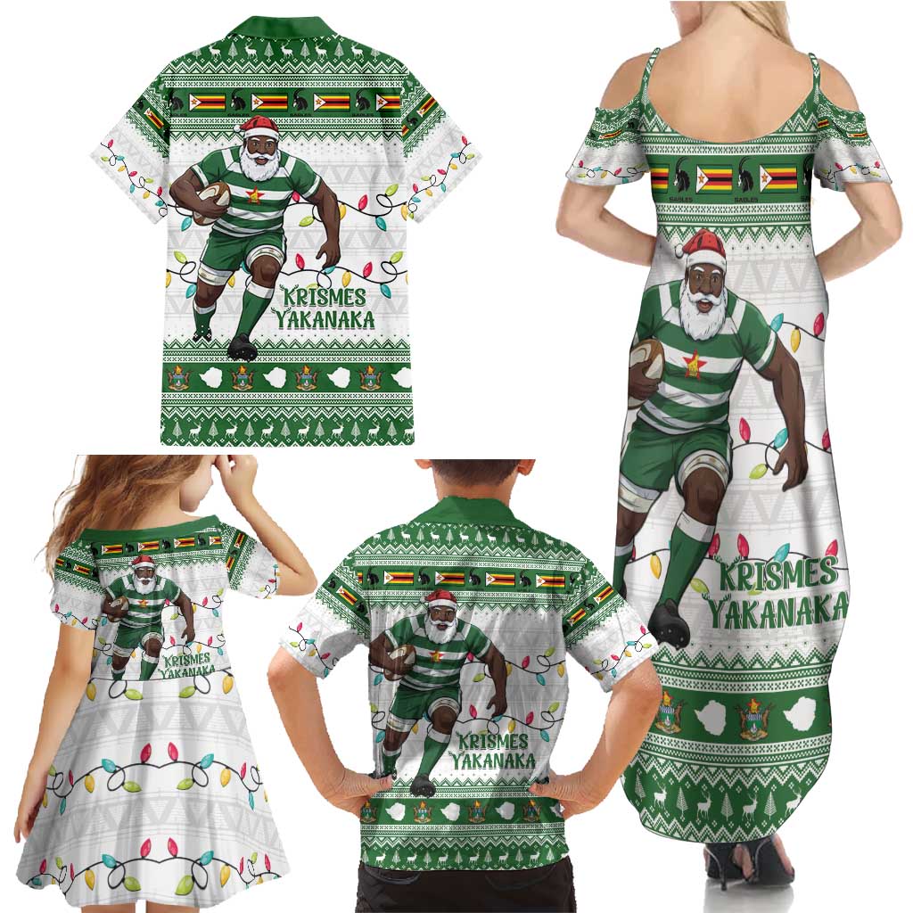 Zimbabwe Rugby Christmas Family Matching Summer Maxi Dress and Hawaiian Shirt The Sables Krismes Yakanaka - Wonder Print Shop