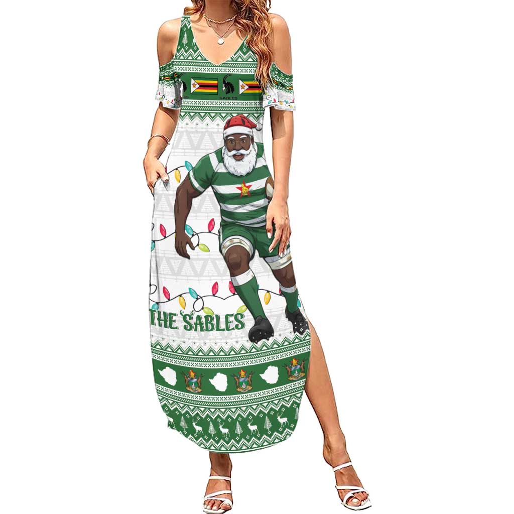 Zimbabwe Rugby Christmas Family Matching Summer Maxi Dress and Hawaiian Shirt The Sables Krismes Yakanaka - Wonder Print Shop