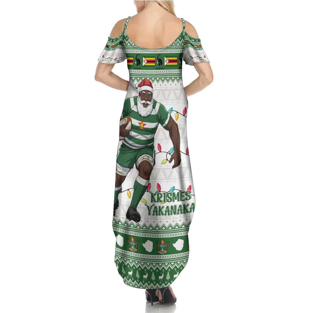 Zimbabwe Rugby Christmas Family Matching Summer Maxi Dress and Hawaiian Shirt The Sables Krismes Yakanaka - Wonder Print Shop