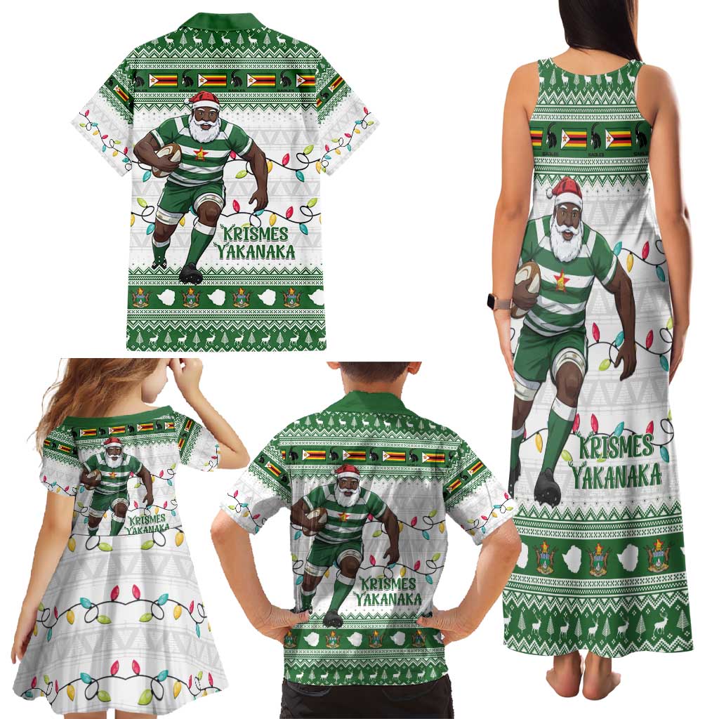 Zimbabwe Rugby Christmas Family Matching Tank Maxi Dress and Hawaiian Shirt The Sables Krismes Yakanaka - Wonder Print Shop