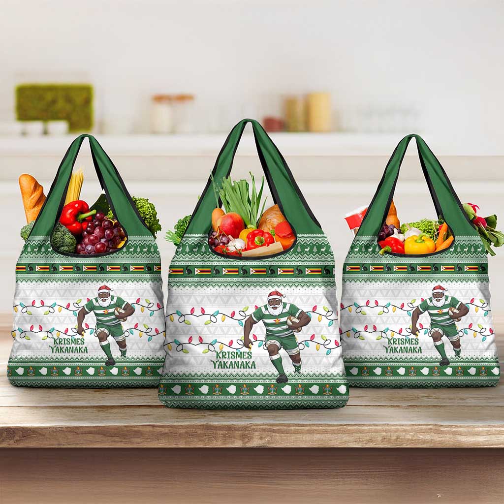 Zimbabwe Rugby Christmas Grocery Bag The Sables Krismes Yakanaka - Wonder Print Shop
