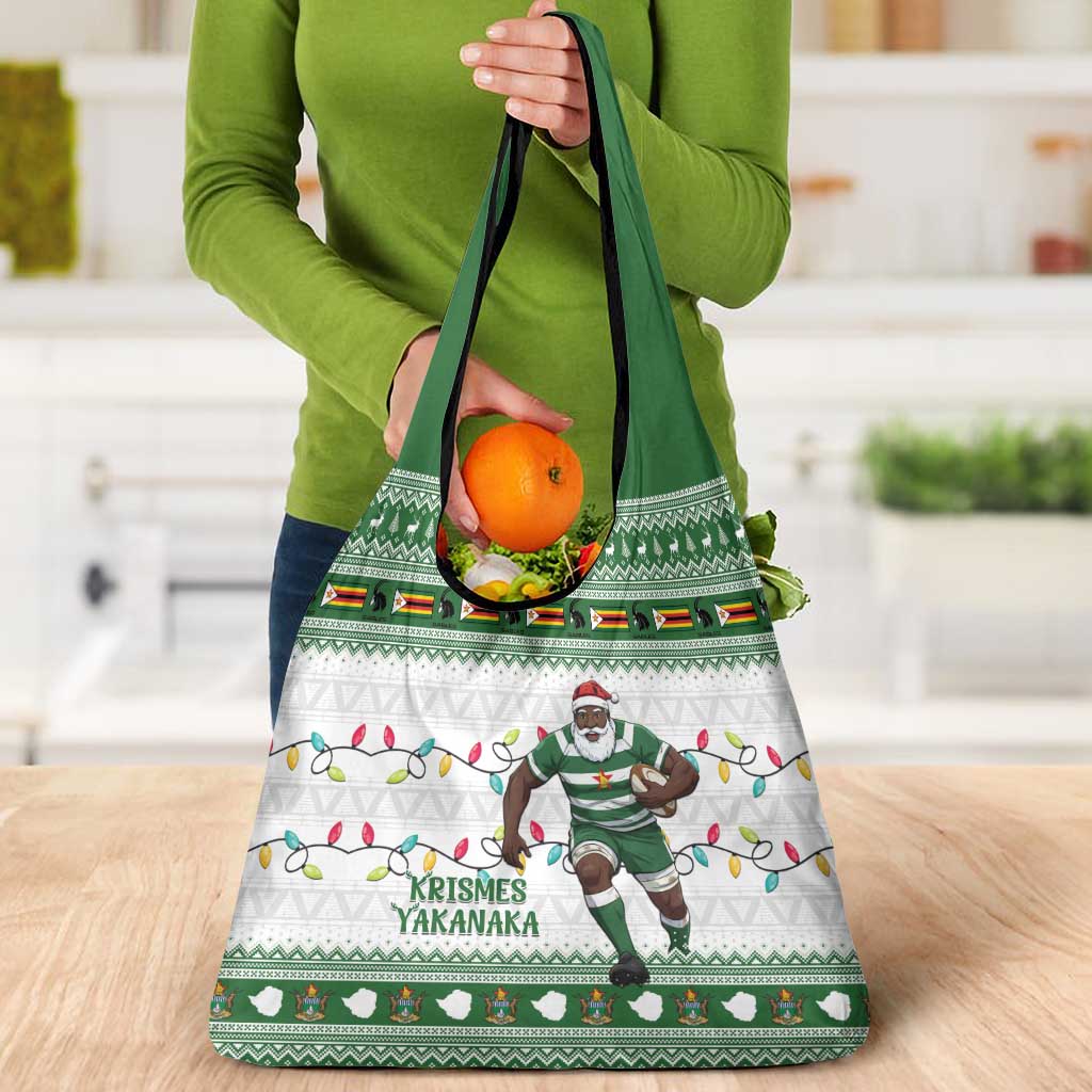 Zimbabwe Rugby Christmas Grocery Bag The Sables Krismes Yakanaka - Wonder Print Shop