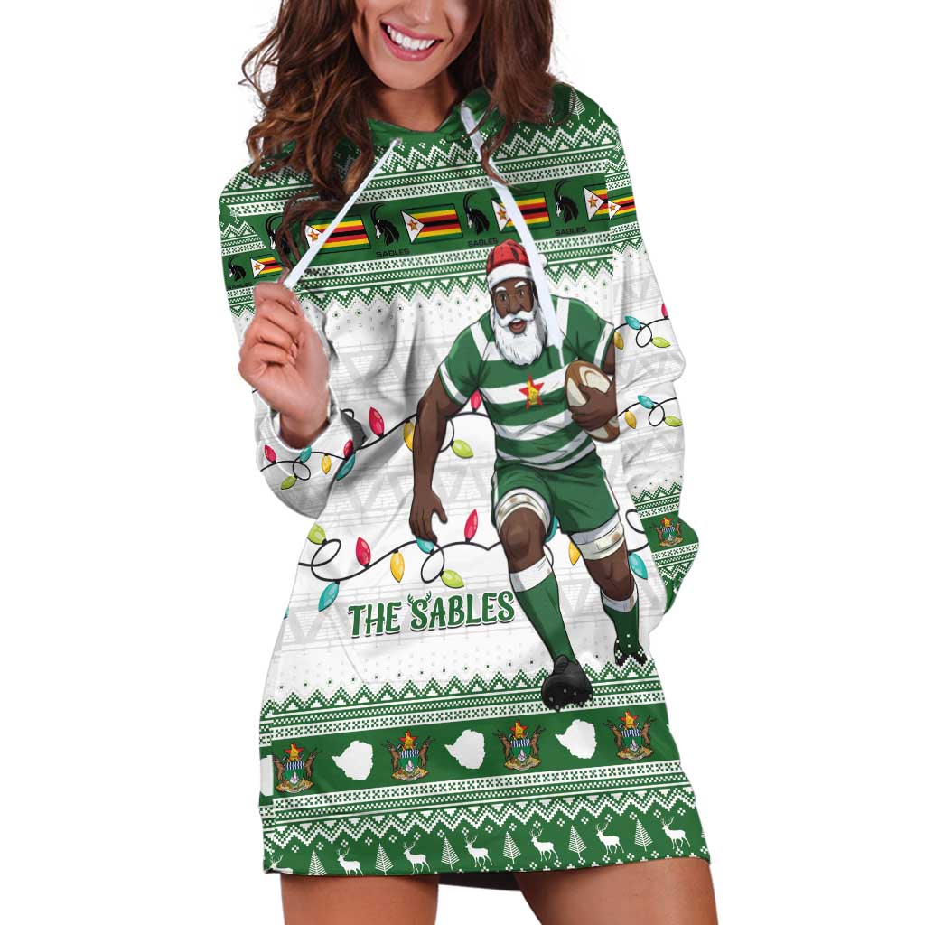 Zimbabwe Rugby Christmas Hoodie Dress The Sables Krismes Yakanaka - Wonder Print Shop