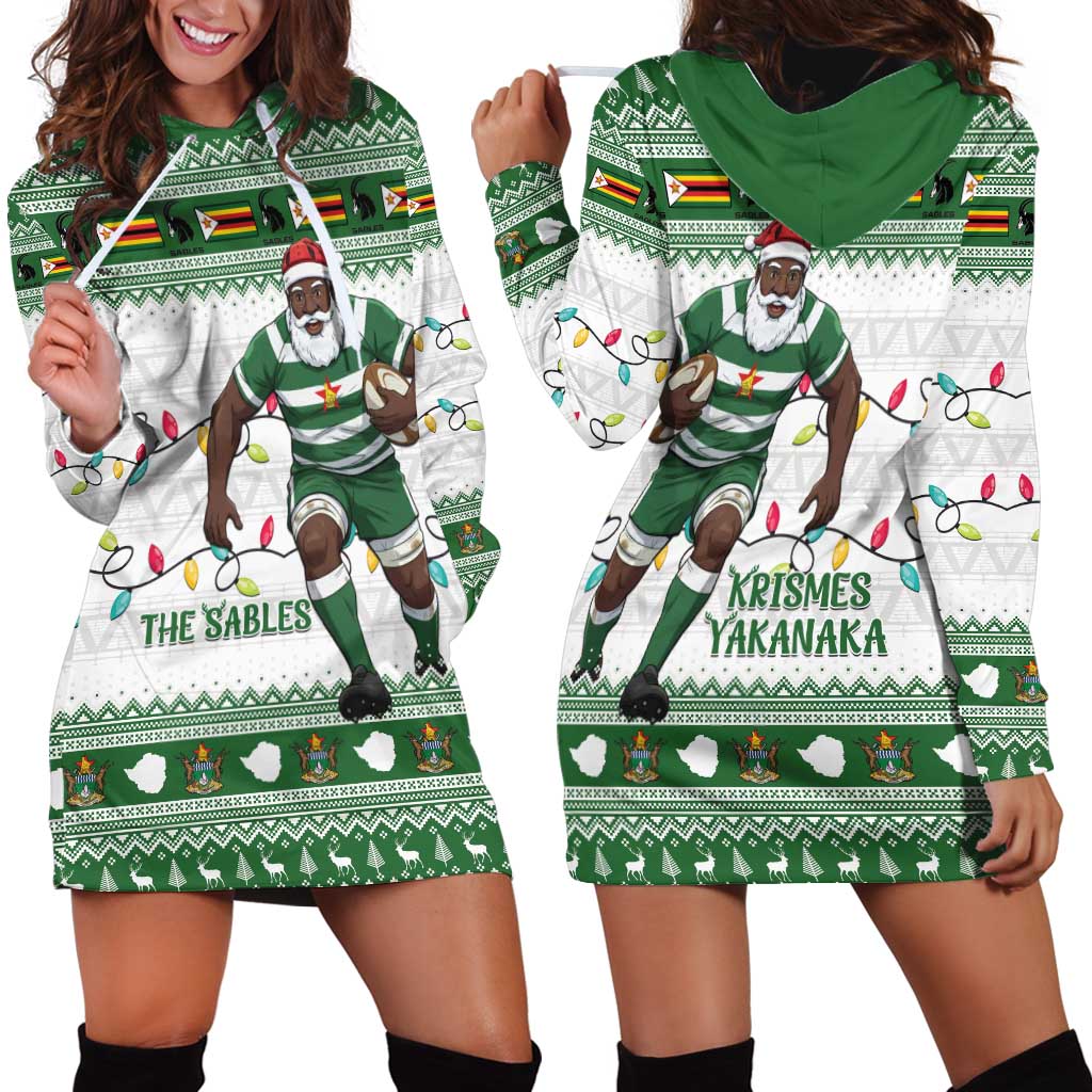Zimbabwe Rugby Christmas Hoodie Dress The Sables Krismes Yakanaka - Wonder Print Shop