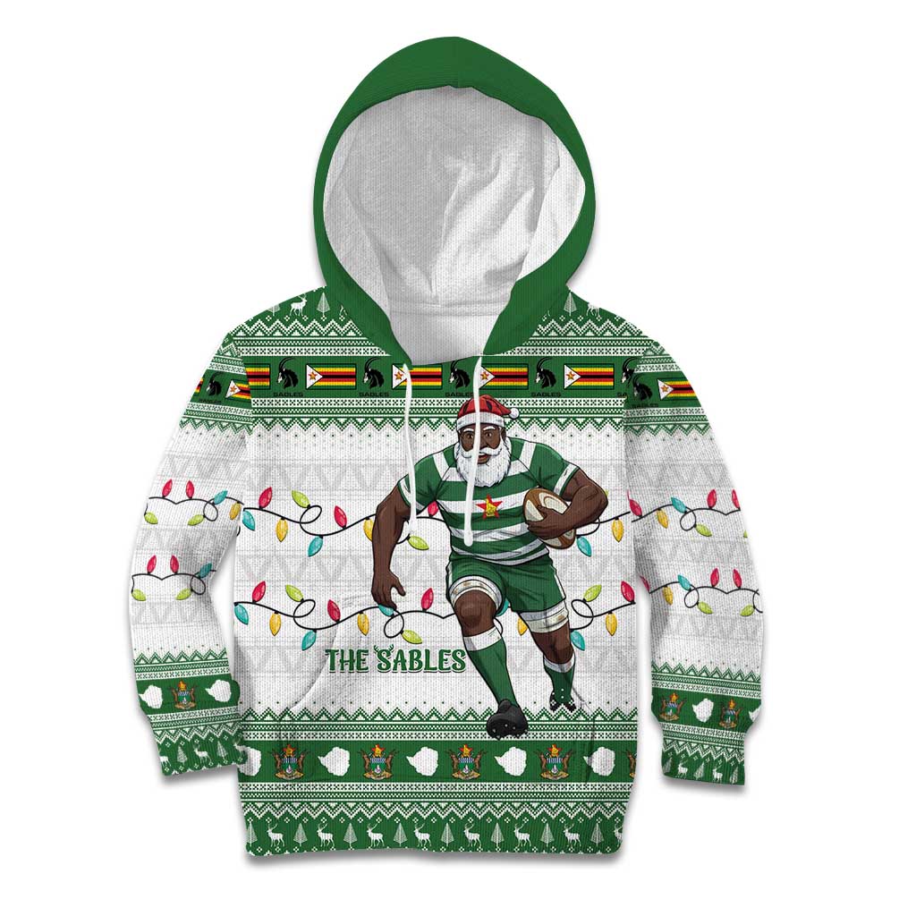 Zimbabwe Rugby Christmas Kid Hoodie The Sables Krismes Yakanaka - Wonder Print Shop