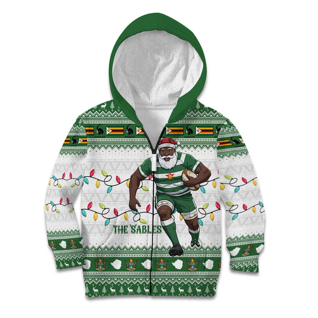 Zimbabwe Rugby Christmas Kid Hoodie The Sables Krismes Yakanaka - Wonder Print Shop