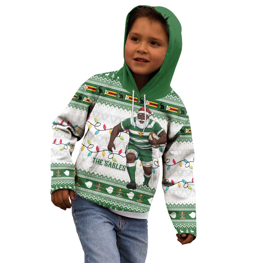 Zimbabwe Rugby Christmas Kid Hoodie The Sables Krismes Yakanaka - Wonder Print Shop