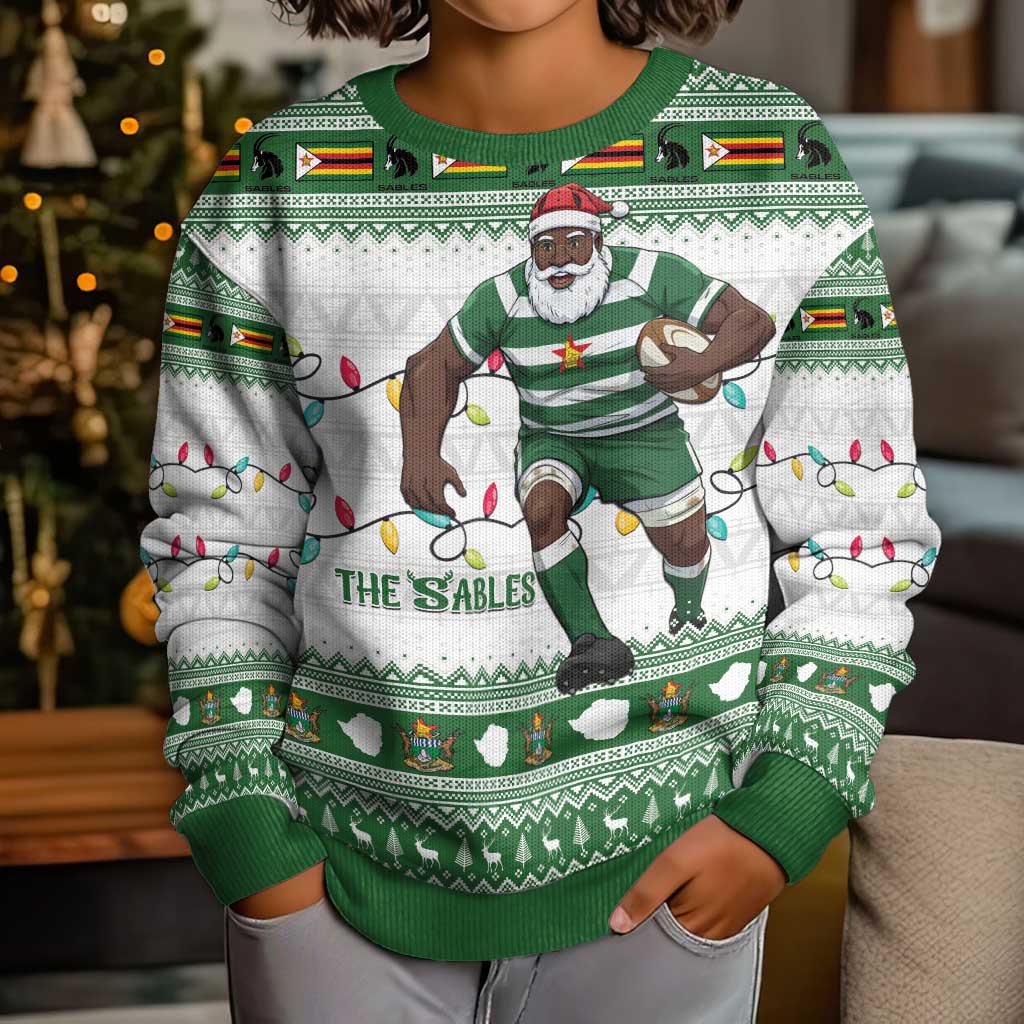 Zimbabwe Rugby Christmas Kid Ugly Christmas Sweater The Sables Krismes Yakanaka - Wonder Print Shop