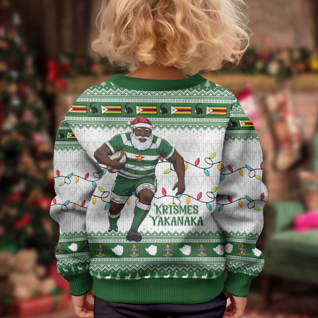 Zimbabwe Rugby Christmas Kid Ugly Christmas Sweater The Sables Krismes Yakanaka - Wonder Print Shop