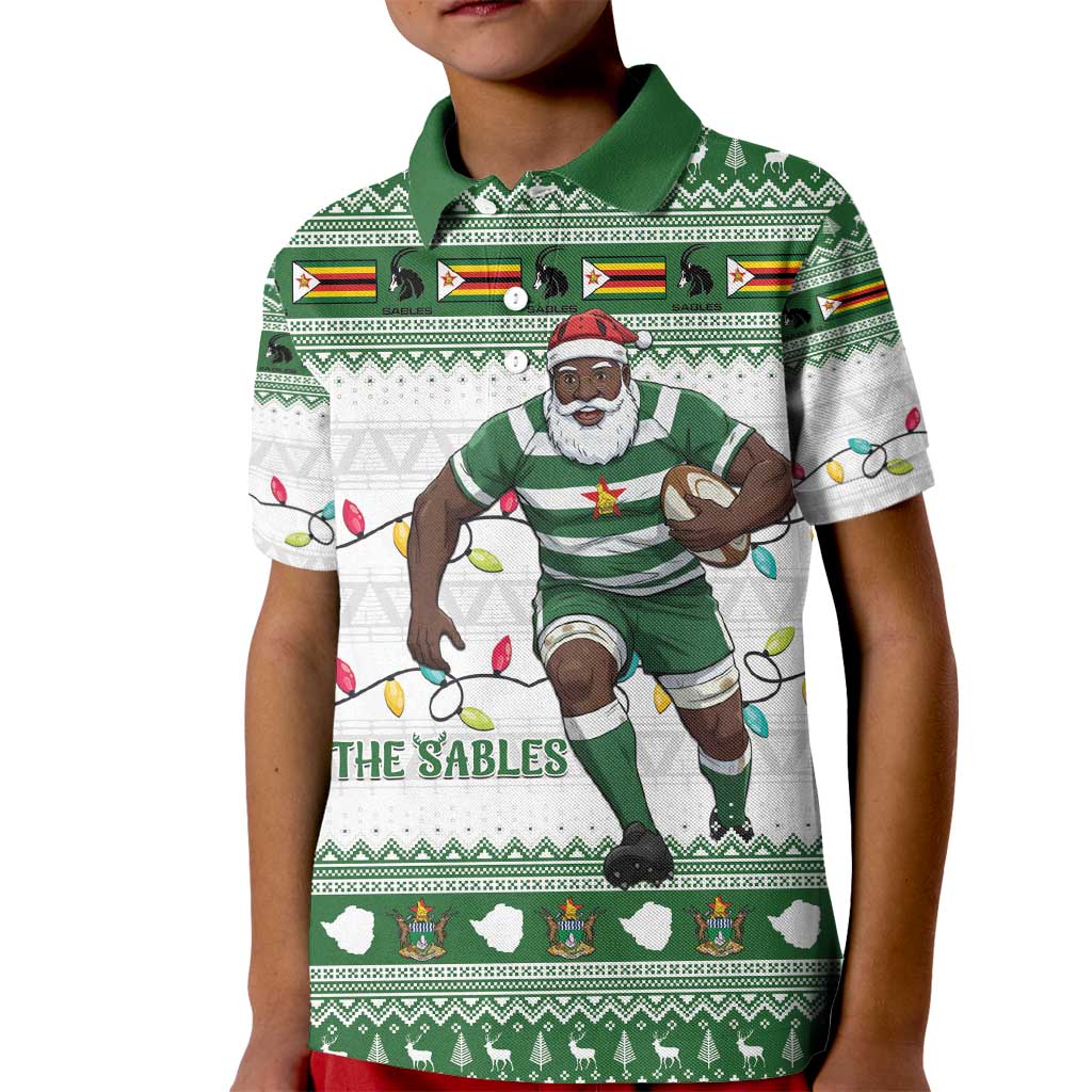 Zimbabwe Rugby Christmas Kid Polo Shirt The Sables Krismes Yakanaka - Wonder Print Shop