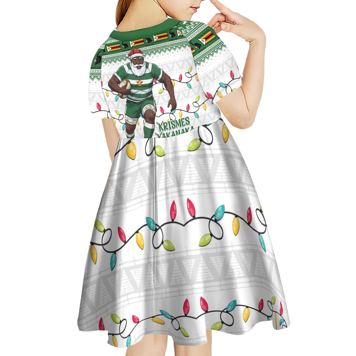 Zimbabwe Rugby Christmas Kid Short Sleeve Dress The Sables Krismes Yakanaka - Wonder Print Shop