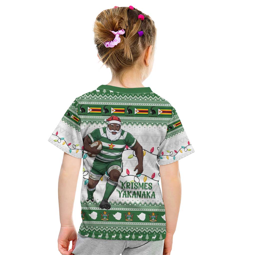 Zimbabwe Rugby Christmas Kid T Shirt The Sables Krismes Yakanaka - Wonder Print Shop