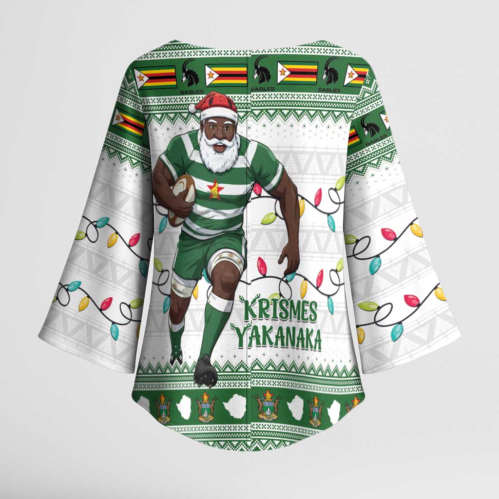 Zimbabwe Rugby Christmas Kimono Sleeve Blouse The Sables Krismes Yakanaka - Wonder Print Shop