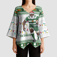 Zimbabwe Rugby Christmas Kimono Sleeve Blouse The Sables Krismes Yakanaka - Wonder Print Shop