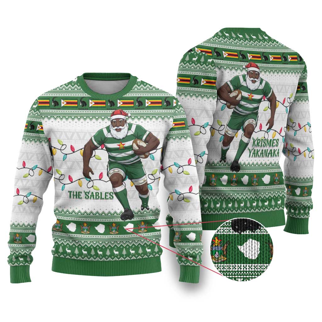 Zimbabwe Rugby Christmas Ugly Christmas Sweater The Sables Krismes Yakanaka - Wonder Print Shop