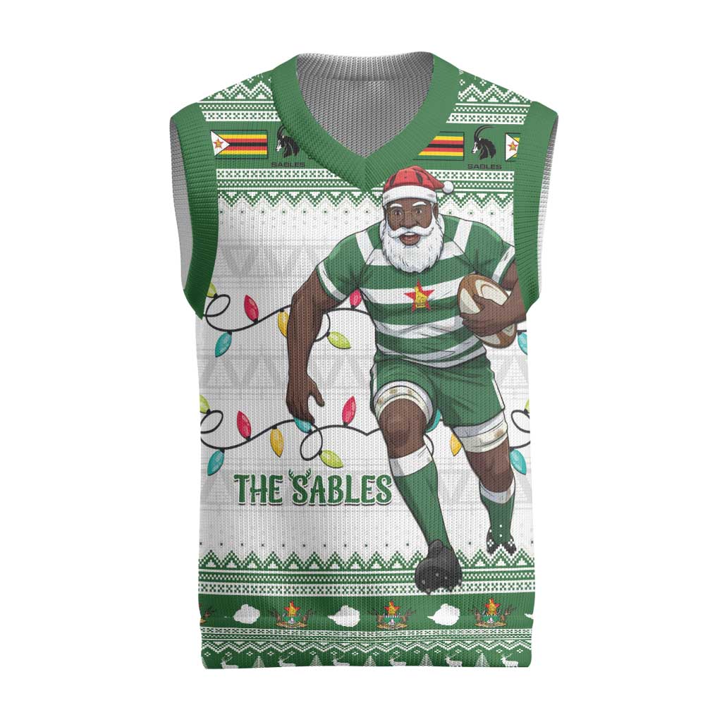 Zimbabwe Rugby Christmas Knitted V-Neck Vest The Sables Krismes Yakanaka - Wonder Print Shop