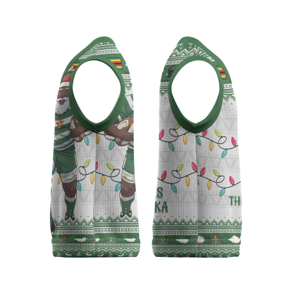 Zimbabwe Rugby Christmas Knitted V-Neck Vest The Sables Krismes Yakanaka - Wonder Print Shop