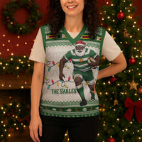 Zimbabwe Rugby Christmas Knitted V-Neck Vest The Sables Krismes Yakanaka - Wonder Print Shop