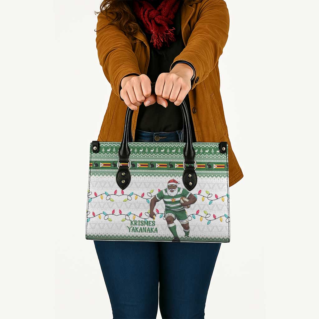 Zimbabwe Rugby Christmas Leather Bag The Sables Krismes Yakanaka - Wonder Print Shop
