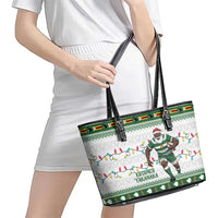 Zimbabwe Rugby Christmas Leather Tote Bag The Sables Krismes Yakanaka - Wonder Print Shop